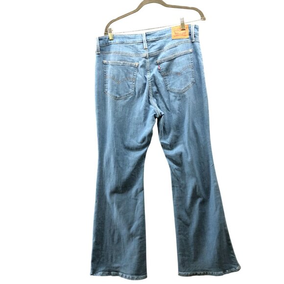 Levi's 726 High Rise Flare Jean Womens 32 Blue Light Wash Ripped Knee Distressed - Picture 2 of 14